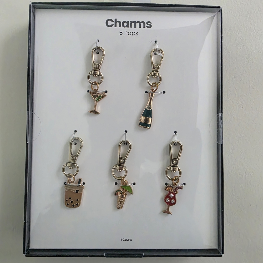 Lux 5-Pack 'Drink' Phone Charms for Wristlets and Crossbodies.